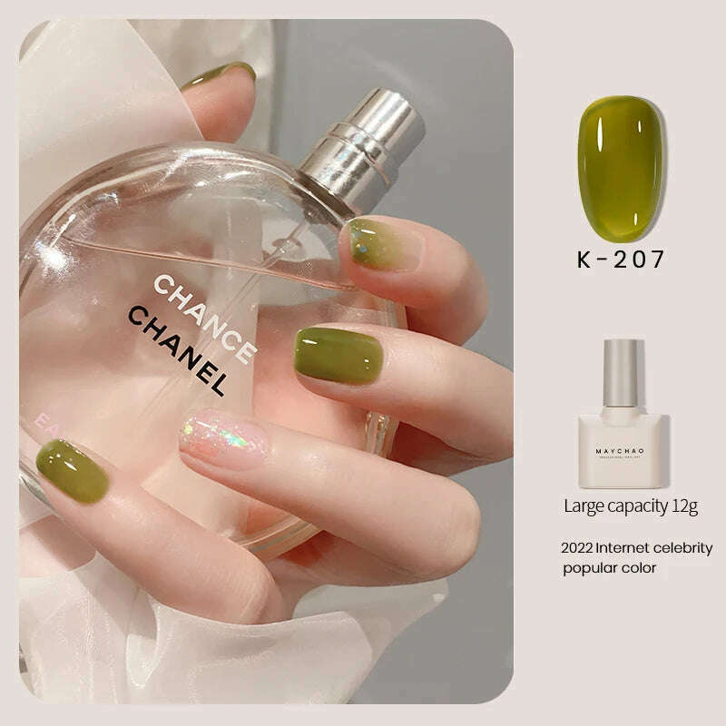MAYCHAO 12ml Jelly Gel Nail Polish Semi Permanent Top Coat Soak Off UV LED Gel Art Nail Varnish Manicure Long Lasting Nail Gel - Image 17