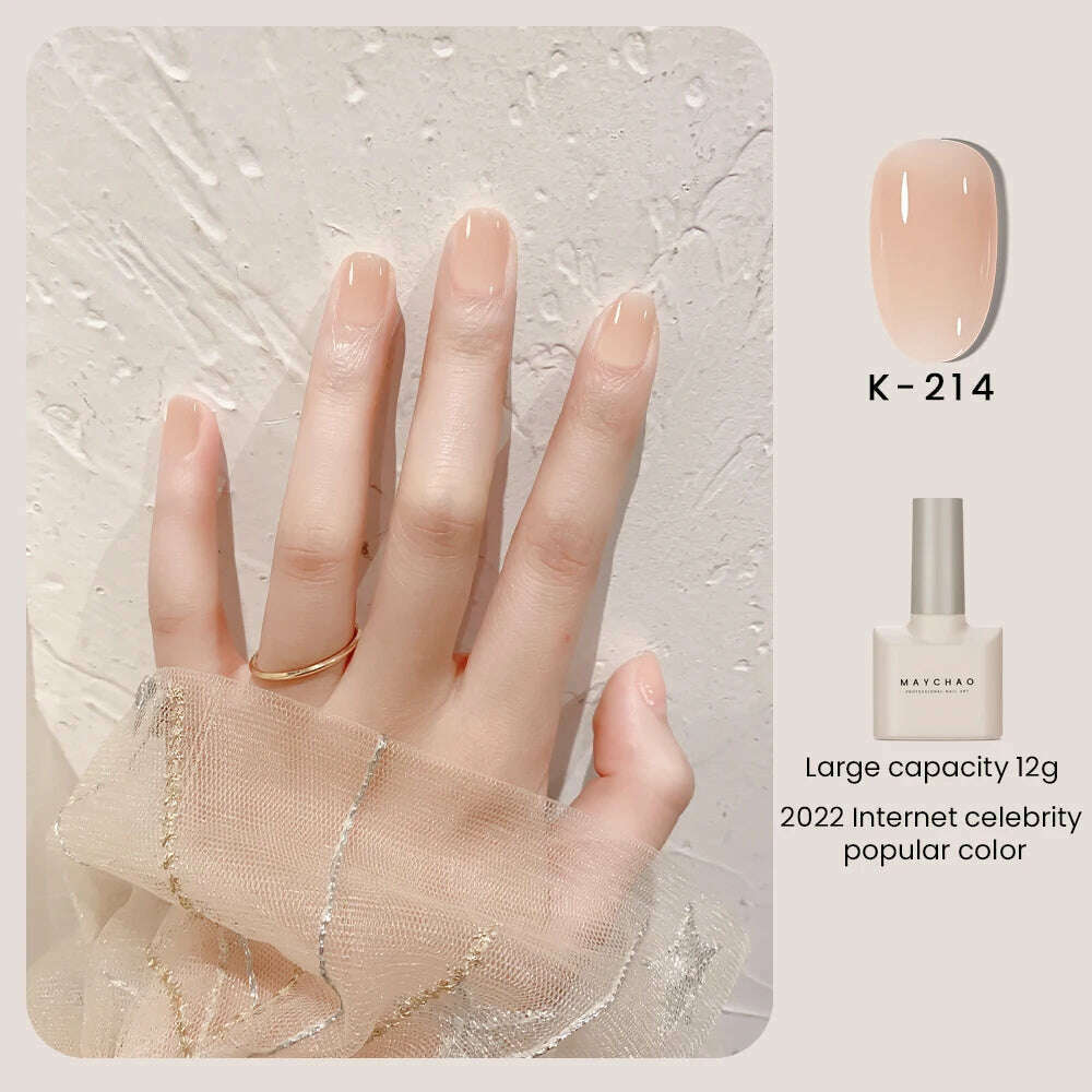 MAYCHAO 12ml Jelly Gel Nail Polish Semi Permanent Top Coat Soak Off UV LED Gel Art Nail Varnish Manicure Long Lasting Nail Gel - Image 19