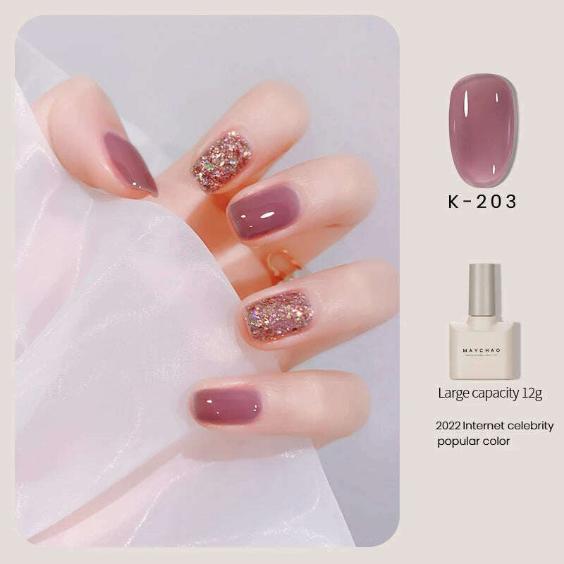 MAYCHAO 12ml Jelly Gel Nail Polish Semi Permanent Top Coat Soak Off UV LED Gel Art Nail Varnish Manicure Long Lasting Nail Gel - Image 20