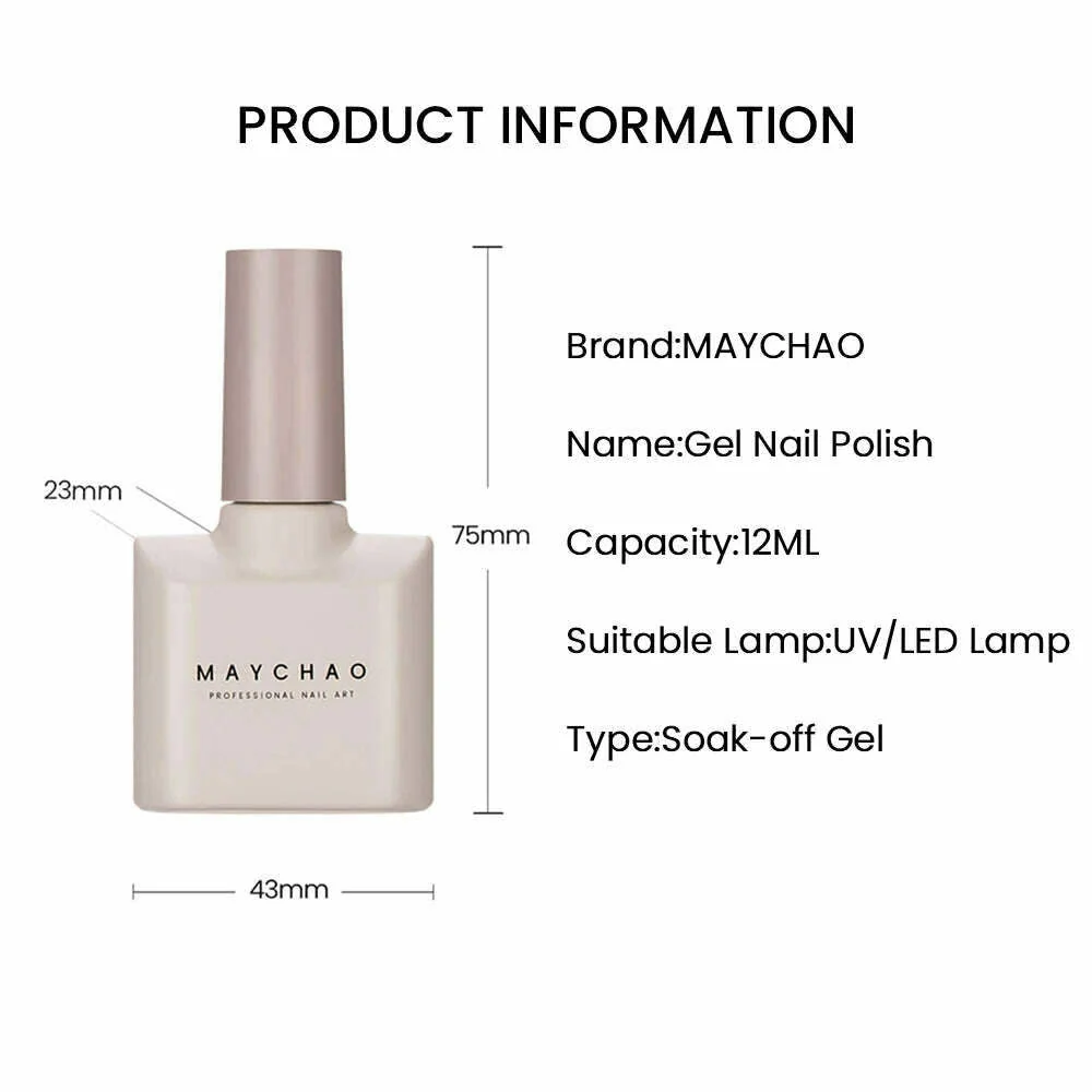 MAYCHAO 12ml Jelly Gel Nail Polish Semi Permanent Top Coat Soak Off UV LED Gel Art Nail Varnish Manicure Long Lasting Nail Gel - Image 25