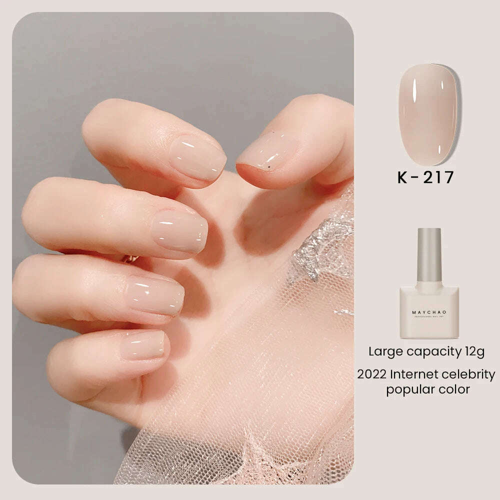 MAYCHAO 12ml Jelly Gel Nail Polish Semi Permanent Top Coat Soak Off UV LED Gel Art Nail Varnish Manicure Long Lasting Nail Gel - Image 8
