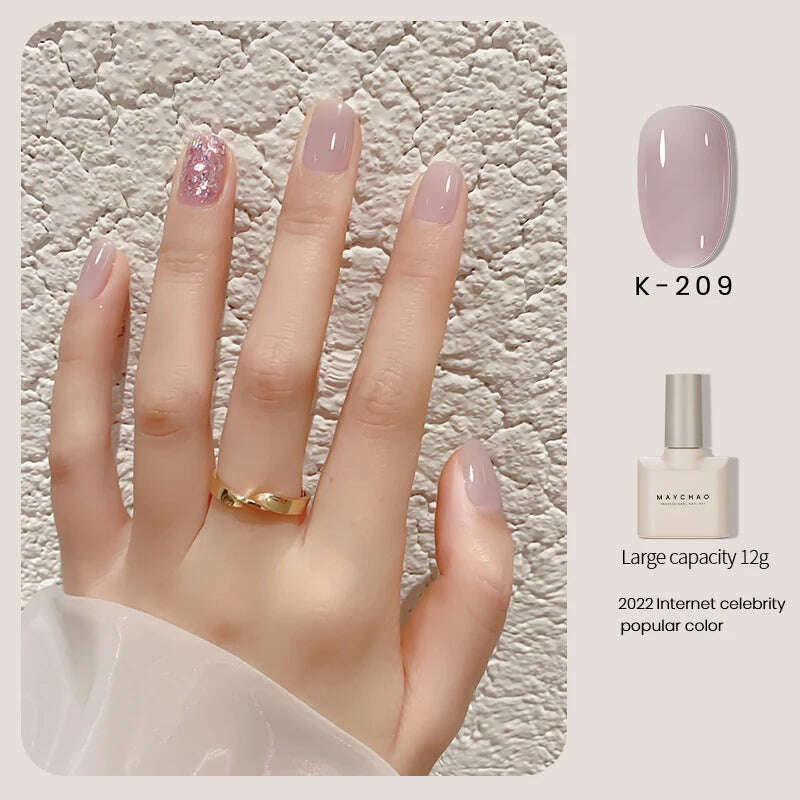MAYCHAO 12ml Jelly Gel Nail Polish Semi Permanent Top Coat Soak Off UV LED Gel Art Nail Varnish Manicure Long Lasting Nail Gel - Image 9