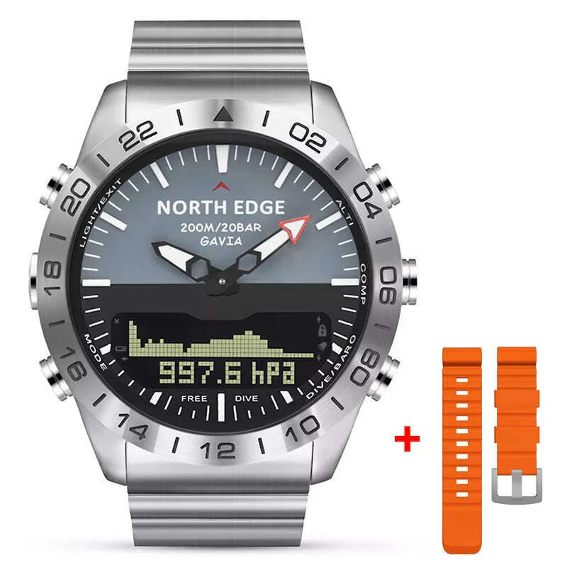 Men Dive Sports Digital watch Mens Watches Military Army Luxury Full Steel Business Waterproof 200m Altimeter Compass NORTH EDGE - Image 5