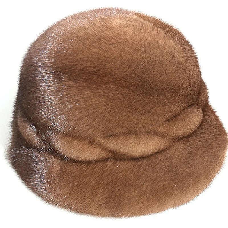 Mink Fur Hats Whole Mink Fur Cap Real Natural Mink Fur Ear Protection Fisherman Hat Female Fashion Warm Hat For Woman - Image 4
