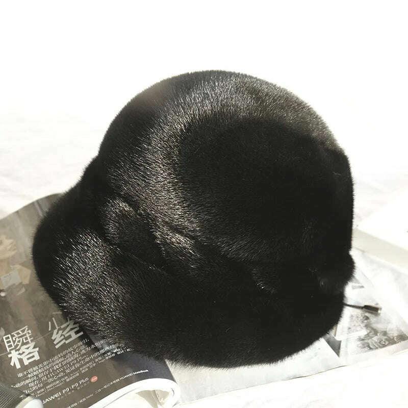 Mink Fur Hats Whole Mink Fur Cap Real Natural Mink Fur Ear Protection Fisherman Hat Female Fashion Warm Hat For Woman - Image 7