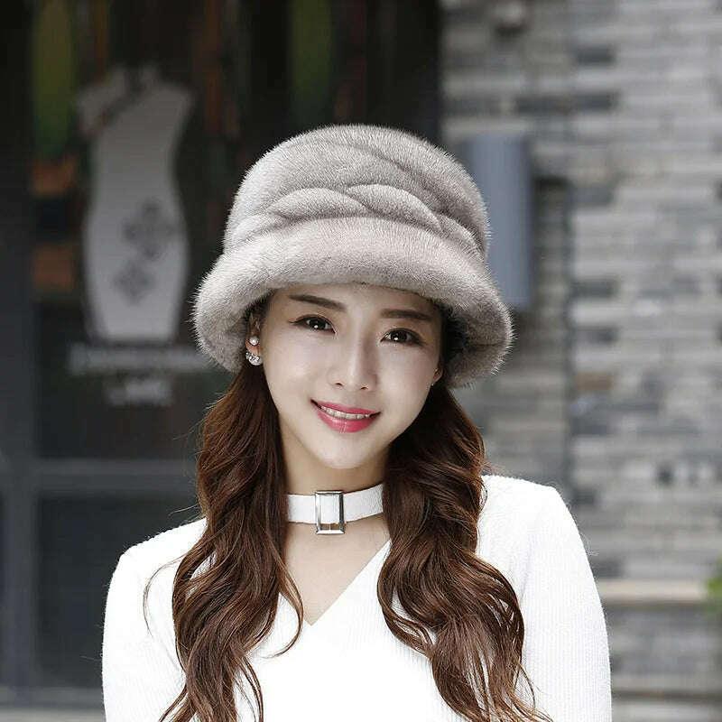 Mink Fur Hats Whole Mink Fur Cap Real Natural Mink Fur Ear Protection Fisherman Hat Female Fashion Warm Hat For Woman - Image 8