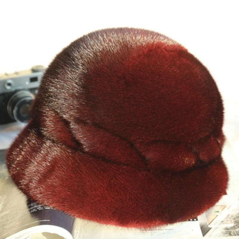 Mink Fur Hats Whole Mink Fur Cap Real Natural Mink Fur Ear Protection Fisherman Hat Female Fashion Warm Hat For Woman - Image 9