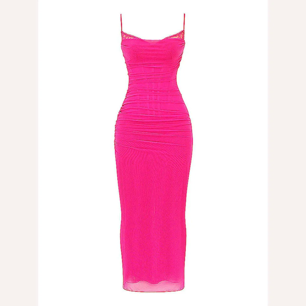 Mozision Elegant Spaghetti Strap Backless Sexy Maxi Dress For Women Fashion Two Layer Mesh Sleeveless Bodycon Club Party Dress - Image 7
