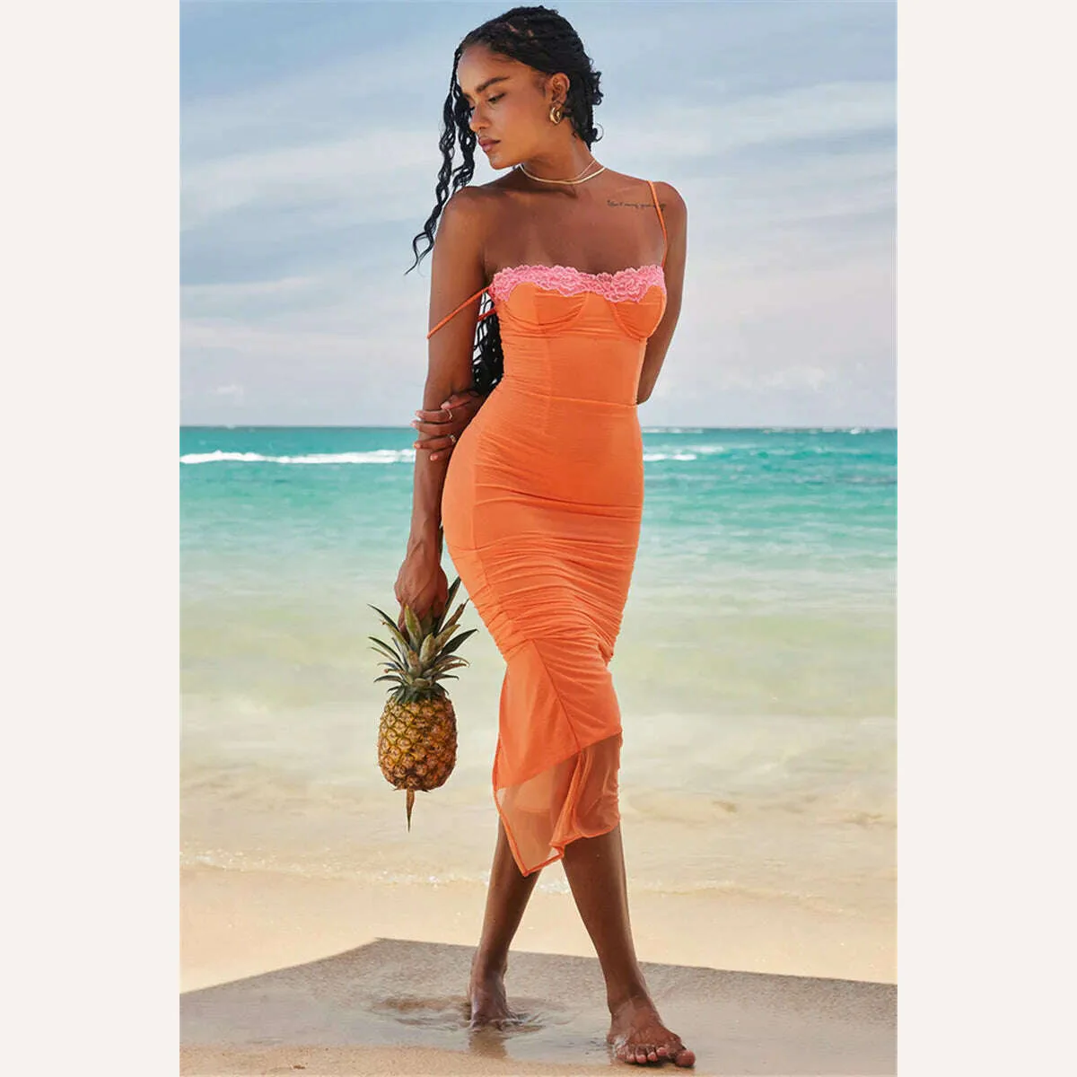Mozision Lace Spaghetti Strap Bodycon Maxi Dress Women Robe New Patchwork Strapless Sleeveless Backless Sexy Club Party Dress - Image 10