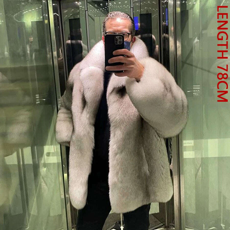 Natural Fox Fur Clothes Real Fox Fur Coat Winter Men Big Large Suit Collar Warm Thick Best Selling Styles - Image 10