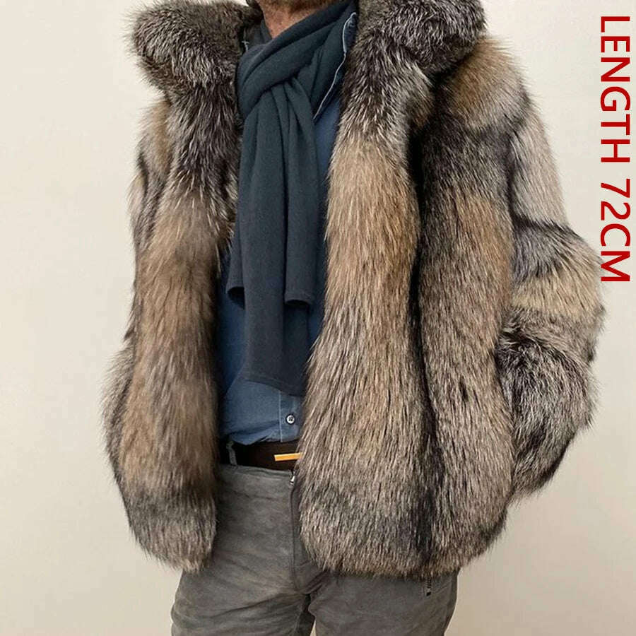 Natural Fox Fur Clothes Real Fox Fur Coat Winter Men Big Large Suit Collar Warm Thick Best Selling Styles - Image 11