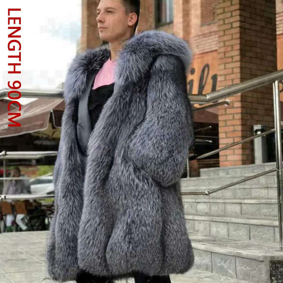 Natural Fox Fur Clothes Real Fox Fur Coat Winter Men Big Large Suit Collar Warm Thick Best Selling Styles - Image 18