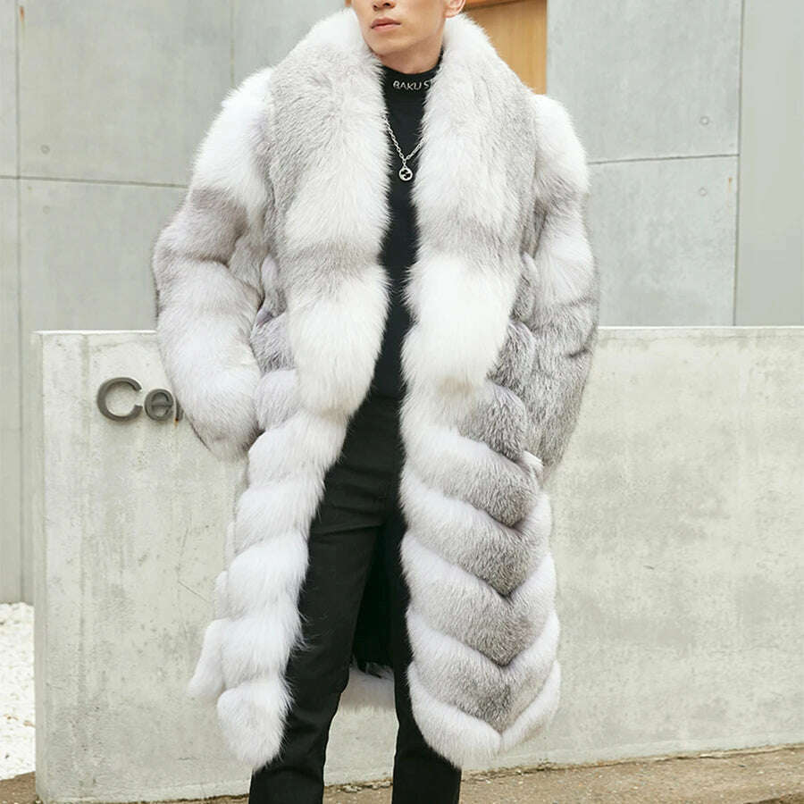 Natural Fox Fur Clothes Real Fox Fur Coat Winter Men Big Large Suit Collar Warm Thick Best Selling Styles - Image 8