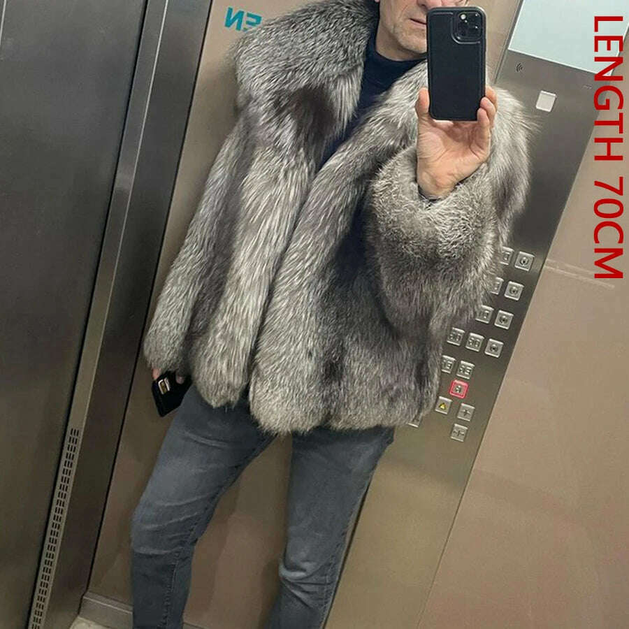 Natural Fox Fur Clothes Real Fox Fur Coat Winter Men Big Large Suit Collar Warm Thick Best Selling Styles - Image 9