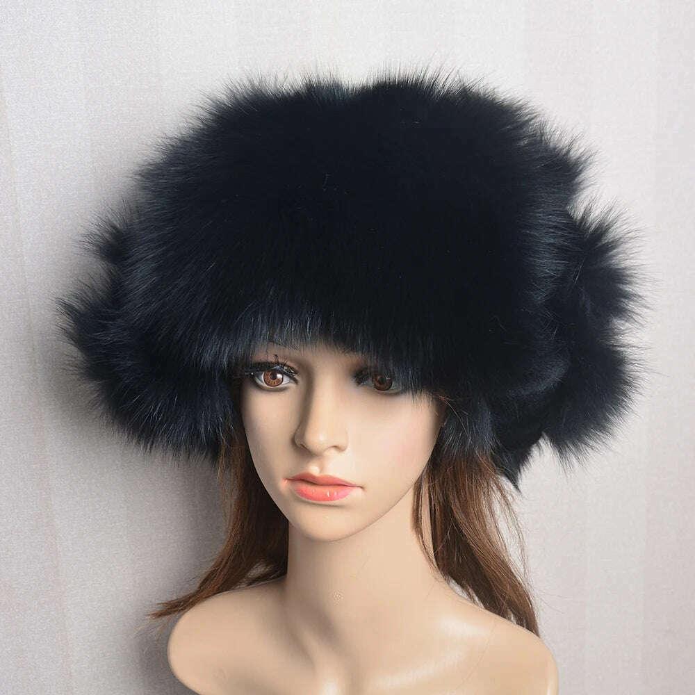 Natural Fox Fur Russian Hat Ushanka Women Winter Warm Fluffy Popular Style Female Tail Cap Fashion Real Fur Hats - Image 4