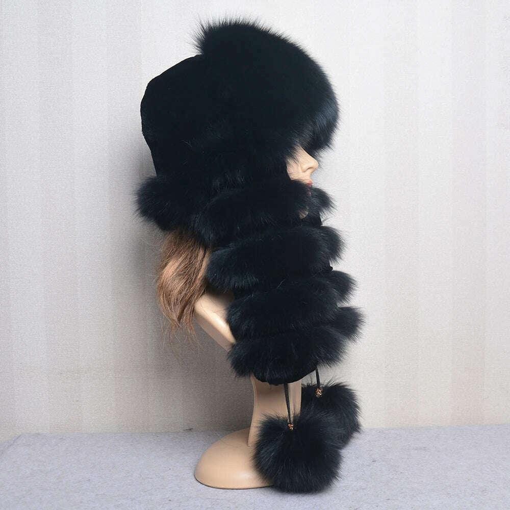 Natural Fox Fur Russian Hat Ushanka Women Winter Warm Fluffy Popular Style Female Tail Cap Fashion Real Fur Hats - Image 6
