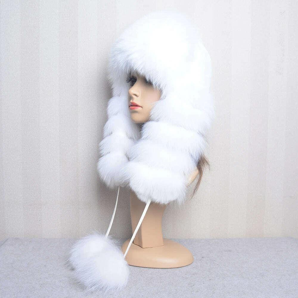 Natural Fox Fur Russian Hat Ushanka Women Winter Warm Fluffy Popular Style Female Tail Cap Fashion Real Fur Hats - Image 7