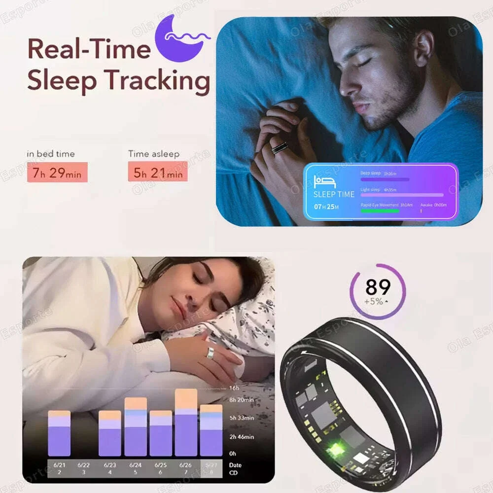 New Blood Pressure Sleep Health Monitor Smart Ring Sport Remote Camera smartring IP68 Waterproof Care for family Rings Men Women - Image 4