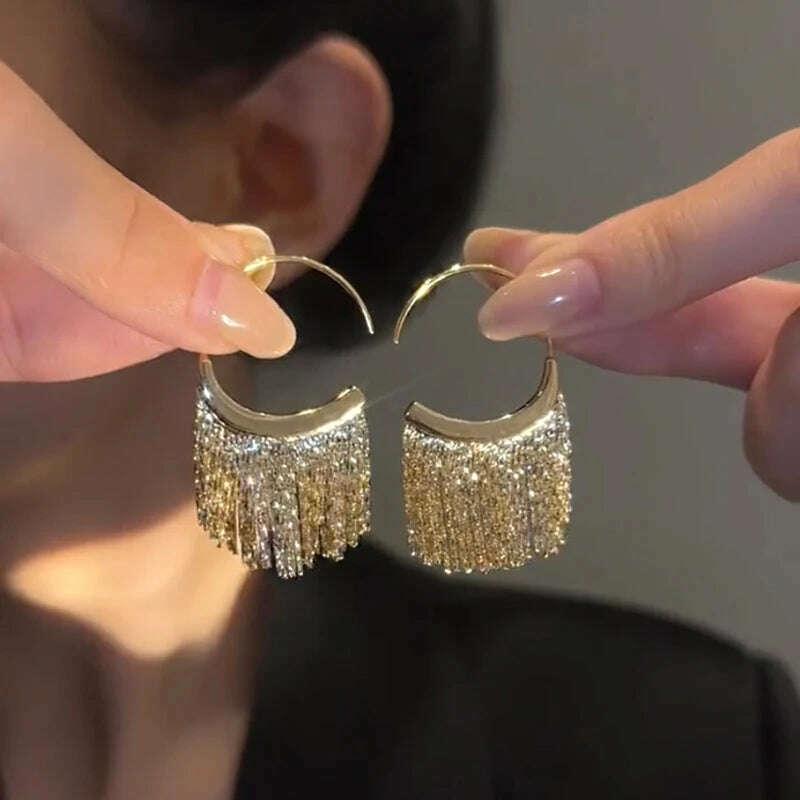 New Version 925 Silver Dense Snake Bone Tassel Earrings Women's Simple Golden Silver Color Earrings Party Jewelry Beautiful Gift - Image 7