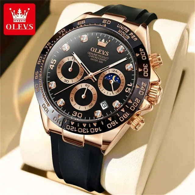 OLEVS Luxury Brand Quartz Watch for Men Waterproof Luminous Moon Phase Hour Men's Watch Chronograph Sport Wristwatch Moonswatch - Image 8