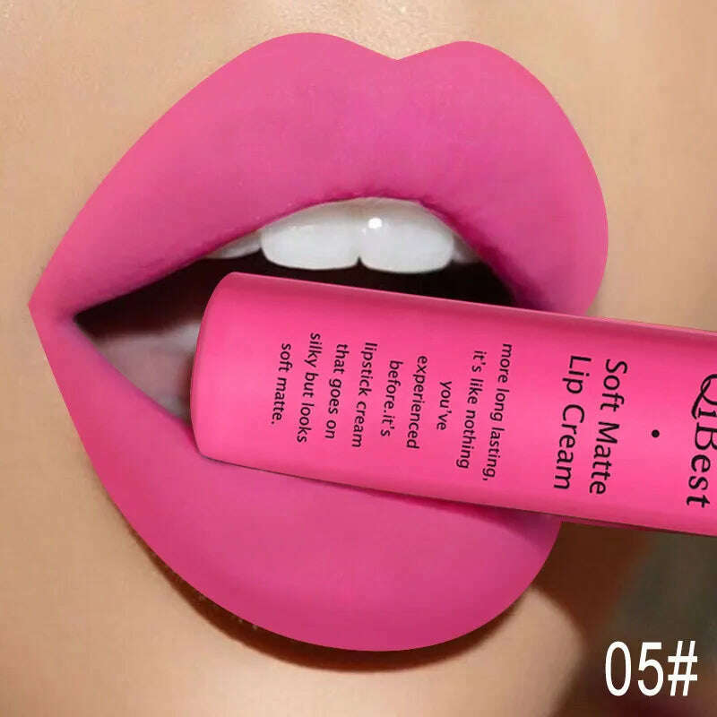 QIBEST Sexy Velvet Matte Lip Gloss Liquid Lipstick Lipgloss Beauty Red Nude Waterproof Long-lasting Lip Stain Makeup For Women - Image 11