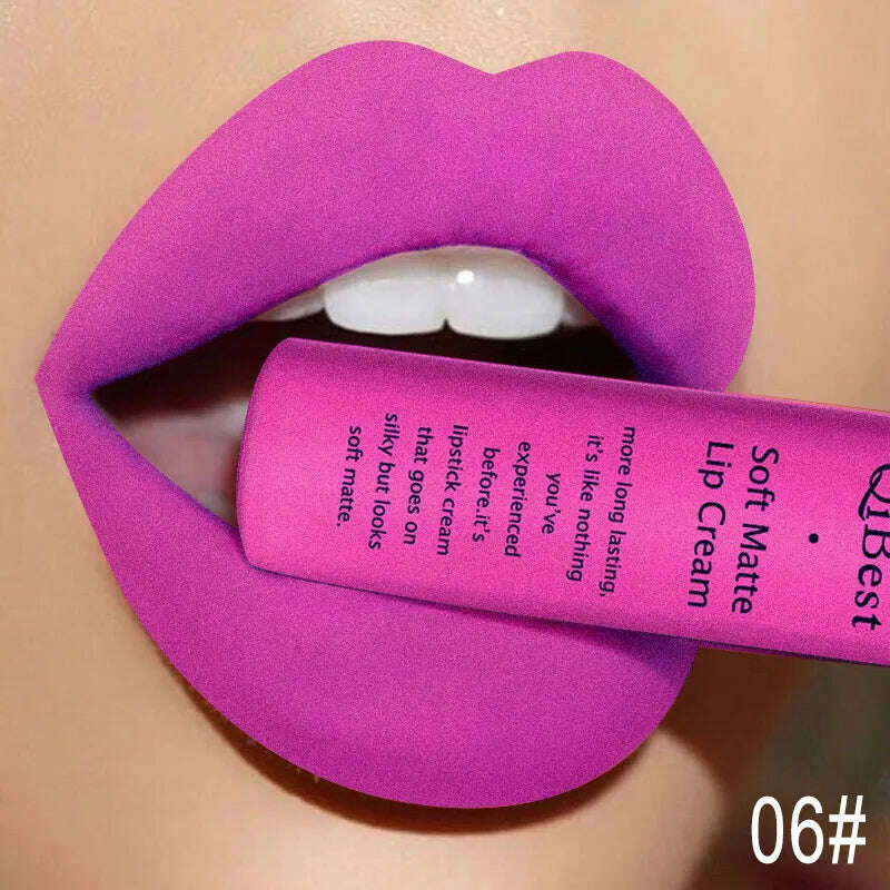 QIBEST Sexy Velvet Matte Lip Gloss Liquid Lipstick Lipgloss Beauty Red Nude Waterproof Long-lasting Lip Stain Makeup For Women - Image 12