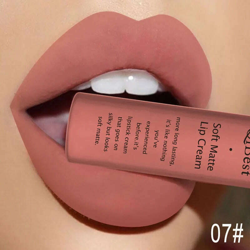 QIBEST Sexy Velvet Matte Lip Gloss Liquid Lipstick Lipgloss Beauty Red Nude Waterproof Long-lasting Lip Stain Makeup For Women - Image 13