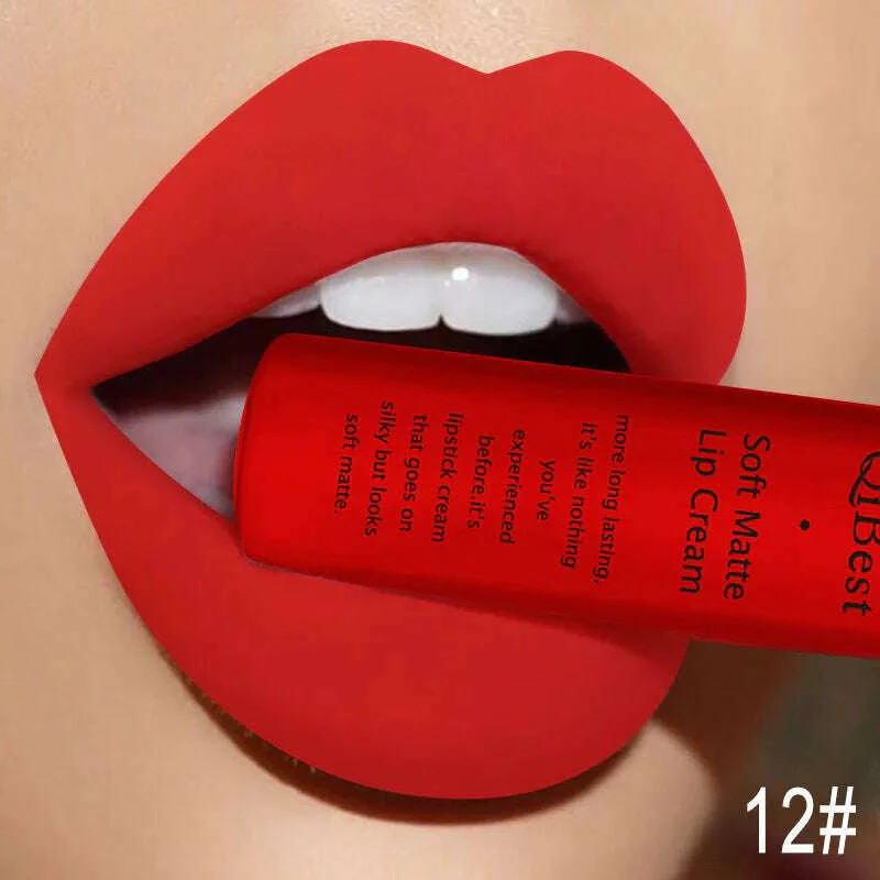 QIBEST Sexy Velvet Matte Lip Gloss Liquid Lipstick Lipgloss Beauty Red Nude Waterproof Long-lasting Lip Stain Makeup For Women - Image 17