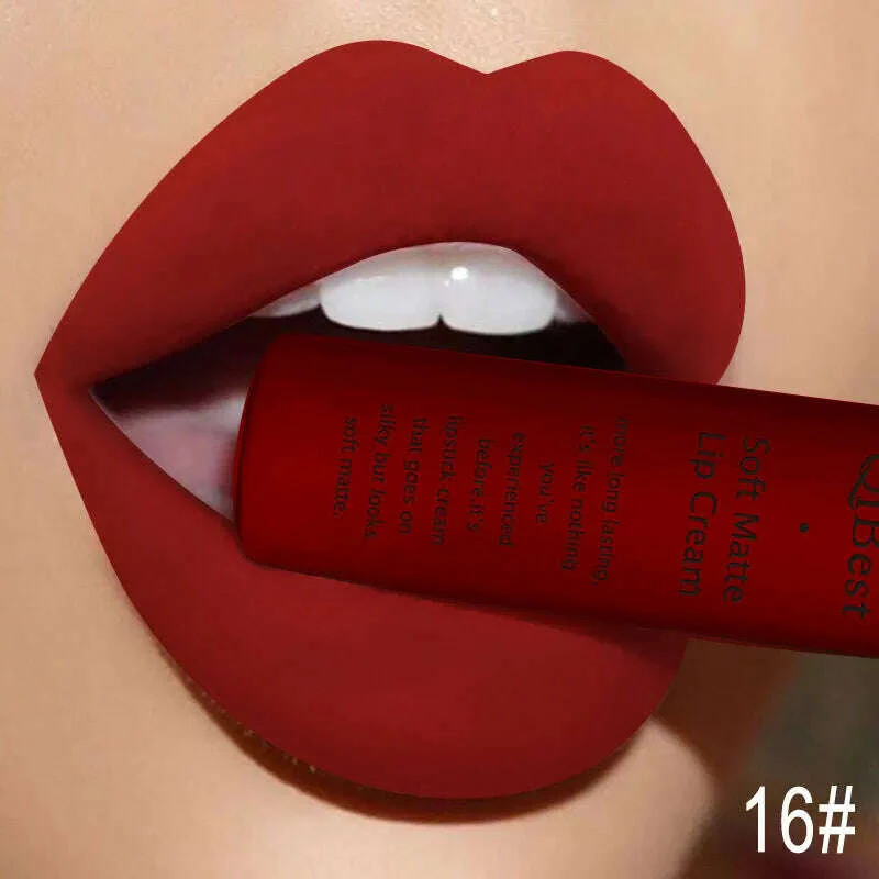 QIBEST Sexy Velvet Matte Lip Gloss Liquid Lipstick Lipgloss Beauty Red Nude Waterproof Long-lasting Lip Stain Makeup For Women - Image 20
