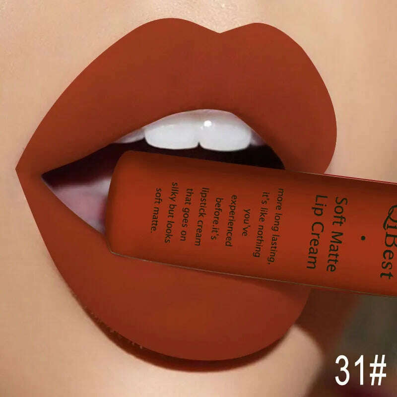 QIBEST Sexy Velvet Matte Lip Gloss Liquid Lipstick Lipgloss Beauty Red Nude Waterproof Long-lasting Lip Stain Makeup For Women - Image 24
