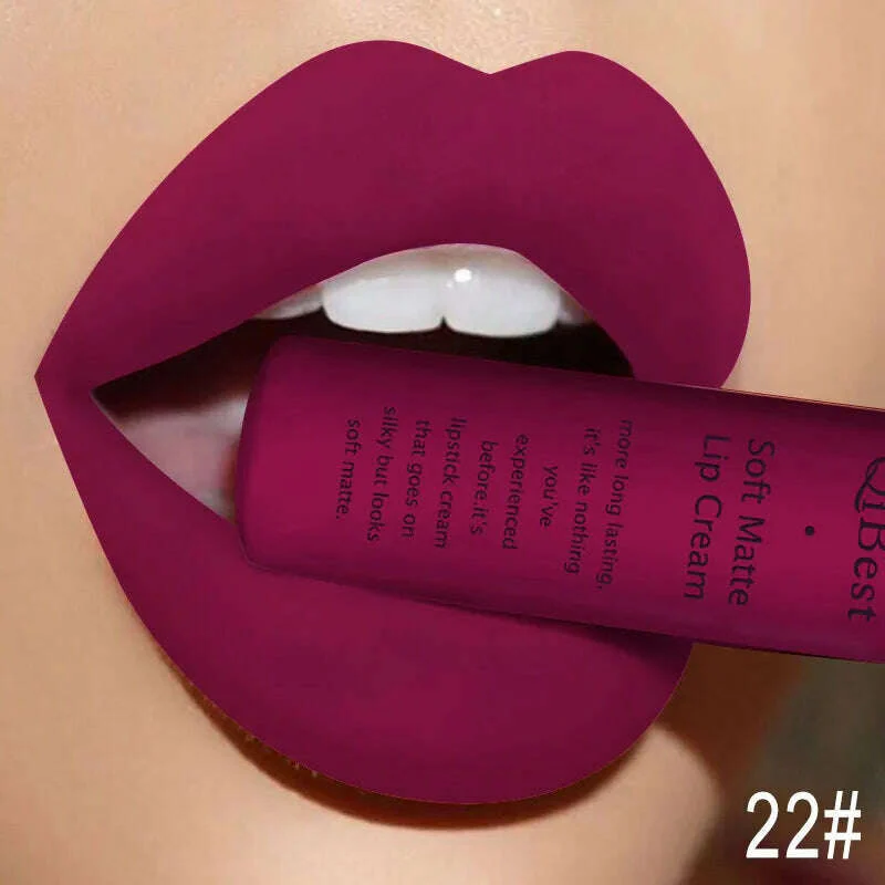 QIBEST Sexy Velvet Matte Lip Gloss Liquid Lipstick Lipgloss Beauty Red Nude Waterproof Long-lasting Lip Stain Makeup For Women - Image 31