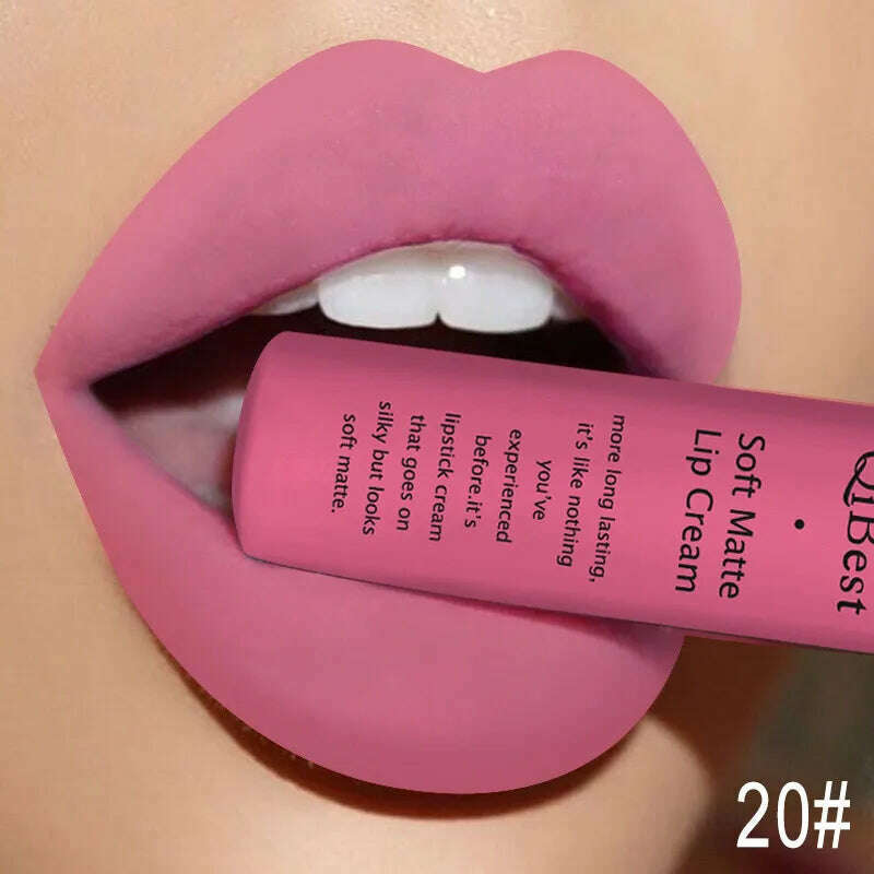 QIBEST Sexy Velvet Matte Lip Gloss Liquid Lipstick Lipgloss Beauty Red Nude Waterproof Long-lasting Lip Stain Makeup For Women - Image 32