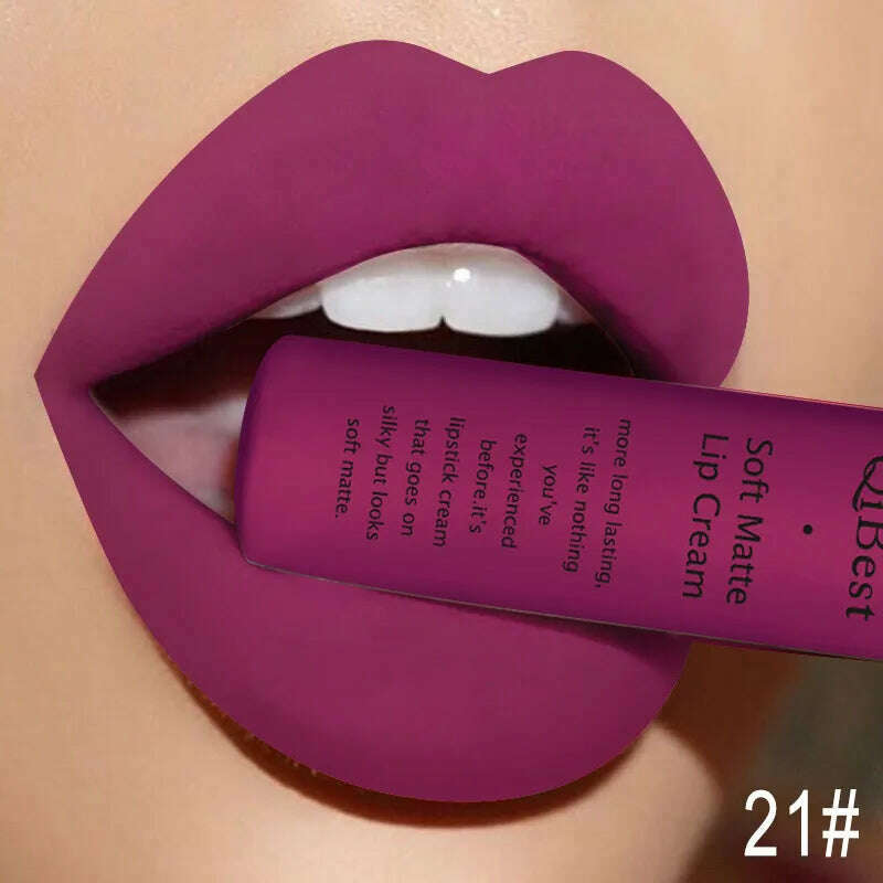 QIBEST Sexy Velvet Matte Lip Gloss Liquid Lipstick Lipgloss Beauty Red Nude Waterproof Long-lasting Lip Stain Makeup For Women - Image 36