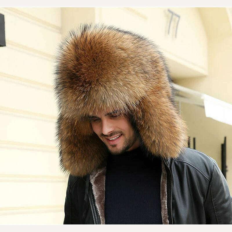 Real Fur 100% Fox Skin Russian Businessmen Pilot Bombers Full Mao Men's hat Ushanka Winter Ear Guard Hat Raccoon Fur Beanie hat - Image 17