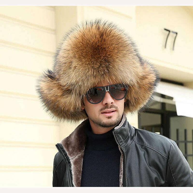 Real Fur 100% Fox Skin Russian Businessmen Pilot Bombers Full Mao Men's hat Ushanka Winter Ear Guard Hat Raccoon Fur Beanie hat - Image 19