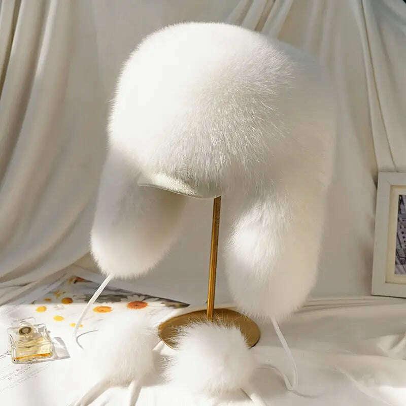Real Fur 100% Fox Skin Russian Businessmen Pilot Bombers Full Mao Men's hat Ushanka Winter Ear Guard Hat Raccoon Fur Beanie hat - Image 4