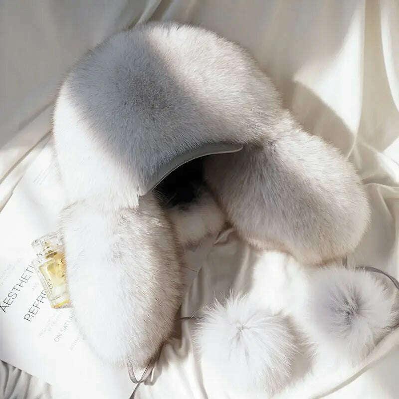 Real Fur 100% Fox Skin Russian Businessmen Pilot Bombers Full Mao Men's hat Ushanka Winter Ear Guard Hat Raccoon Fur Beanie hat - Image 5