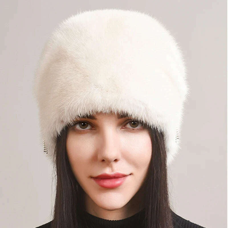 Russian Fur Hat Winter Warm Natural Mink Fur Hats for Women Classic Luxury Caps Earflap Christmas Hat Luxury Lady Real Mink Hat - Image 18