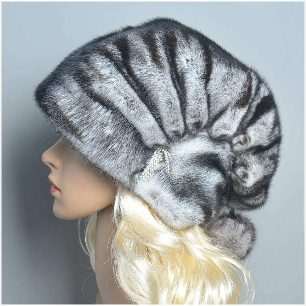 Russian Fur Hat Winter Warm Natural Mink Fur Hats for Women Classic Luxury Caps Earflap Christmas Hat Luxury Lady Real Mink Hat - Image 22