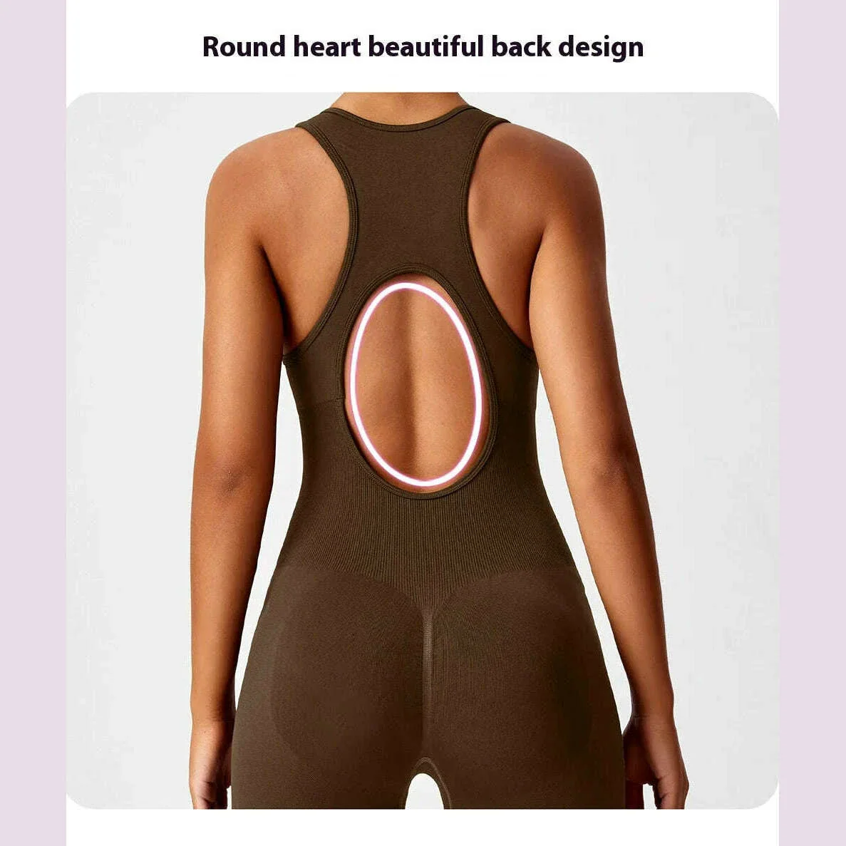 Seamless Peach Booty One-Piece Yoga Bodysuit - V-Back Tummy Control Gym Outfit for Women - Sexy Workout Jumpsuit Fitness Bodycon - Image 6