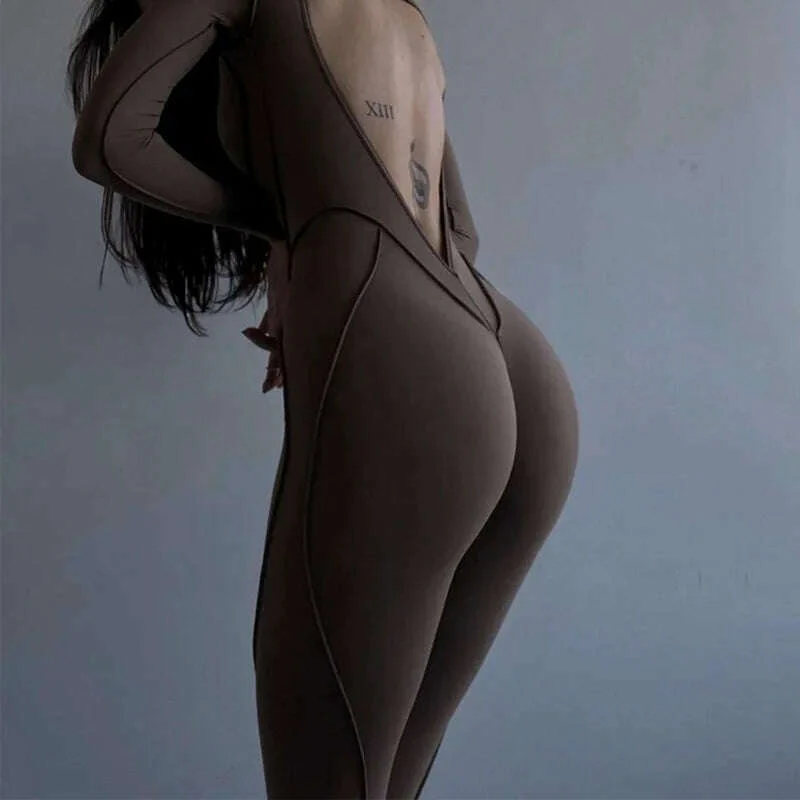 Sexy Backless Jumpsuits For Women Summer Bodycon Long Sleeve Back Zipper Elegantes Slim Clothes Night Club Outfit Jumpsuit - Image 5