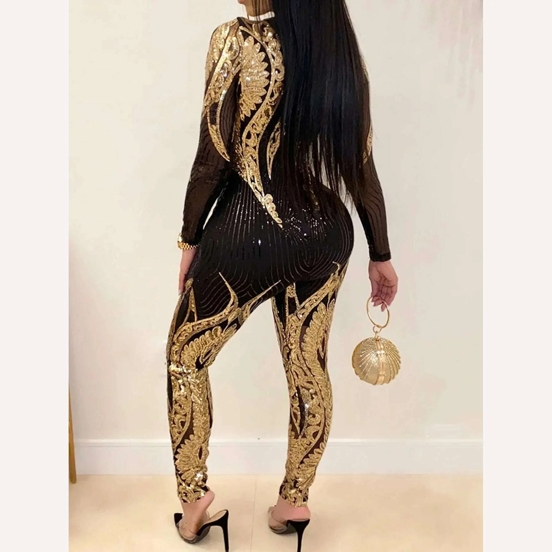 Sexy Long sleeve Sequin bodycon jumpsuit women body bodysuit one piece birthday party nightclub outfits womens jumpsuits overall - Image 10
