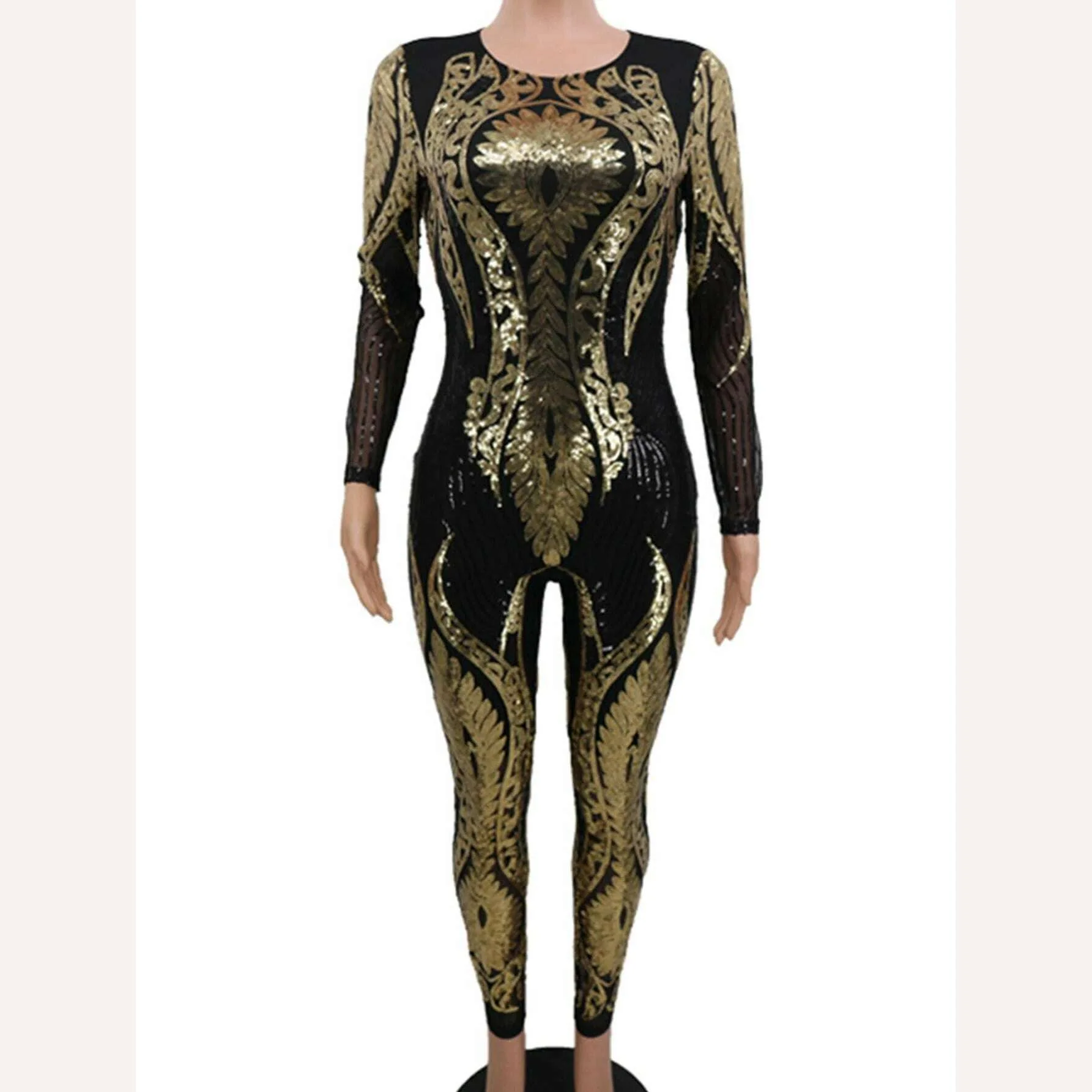 Sexy Long sleeve Sequin bodycon jumpsuit women body bodysuit one piece birthday party nightclub outfits womens jumpsuits overall - Image 6