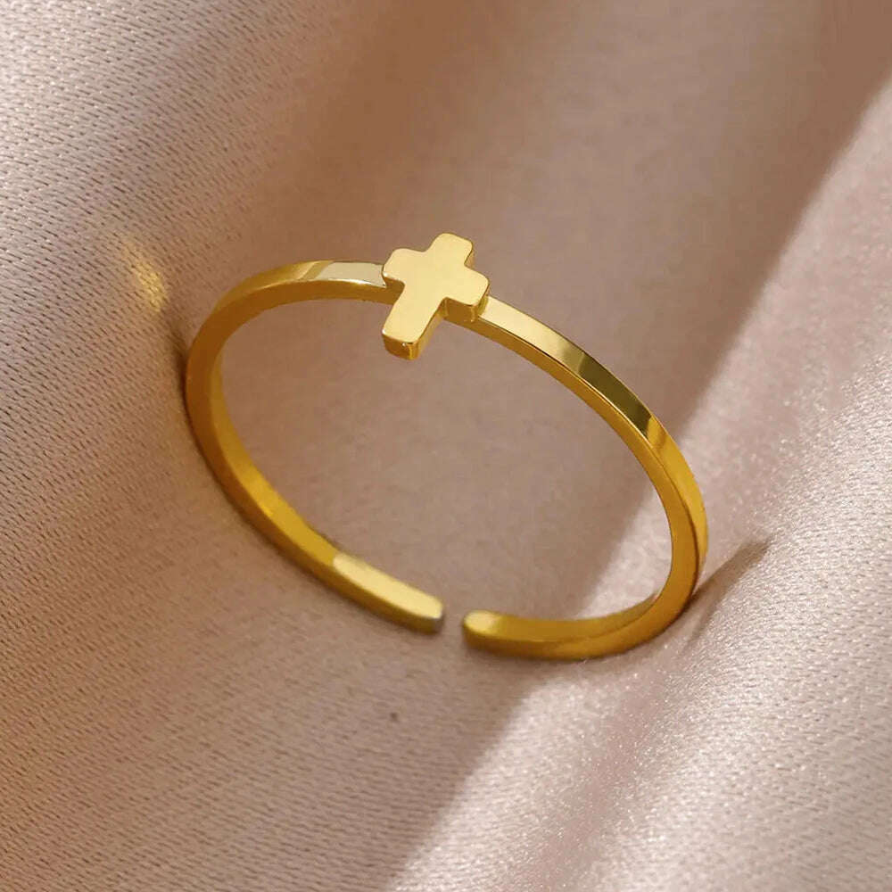 Stainless Steel Rings For Women Men Gold Color Hollow Wide Ring Female Male Engagement Wedding Party Finger Jewelry Gift Trend - Image 17
