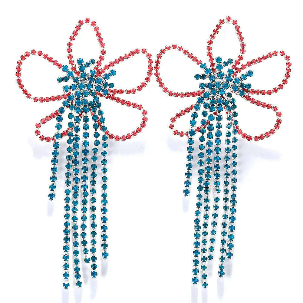 Stonefans Exaggerated Colorful Flower Earrings Fashion Long Tassel Drop Earring for Festival Drag Queen Jewelry - Image 5