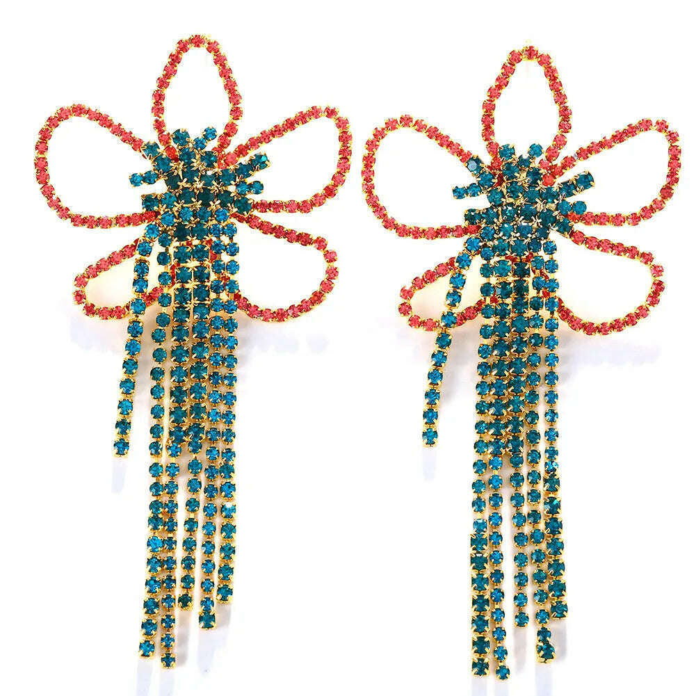 Stonefans Exaggerated Colorful Flower Earrings Fashion Long Tassel Drop Earring for Festival Drag Queen Jewelry - Image 7