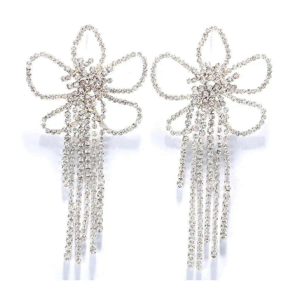 Stonefans Exaggerated Colorful Flower Earrings Fashion Long Tassel Drop Earring for Festival Drag Queen Jewelry - Image 8