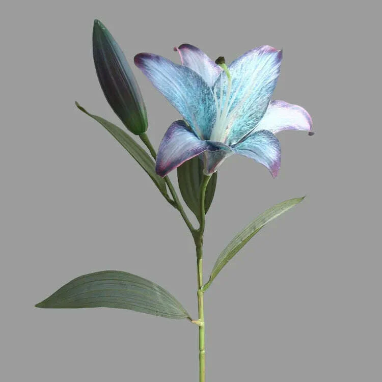 SunMade Retro Lily Branch Silk Artificial Flowers Home Decor Wedding dDecoration Flower Arrangement Accessaries Blue Flores Xmas - Image 7