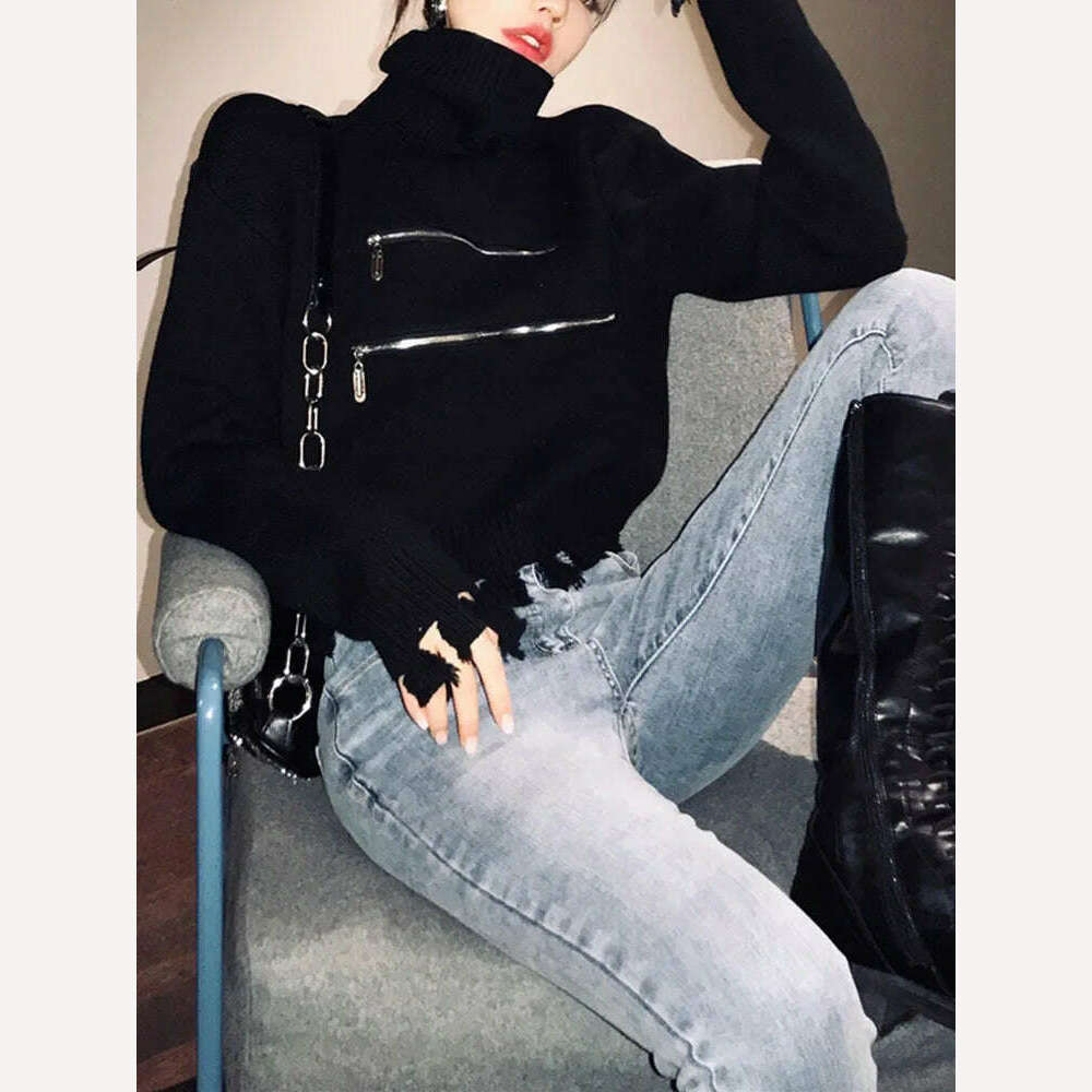 Sweater Women Turtleneck Pullovers Long Sleeve Solid Stretch Korean Top Knit 2022 Autumn Winter Casual Female Short Sweaters - Image 3