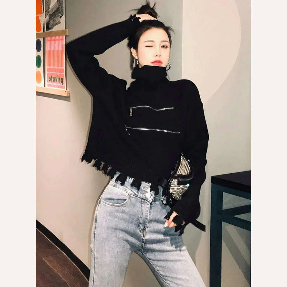 Sweater Women Turtleneck Pullovers Long Sleeve Solid Stretch Korean Top Knit 2022 Autumn Winter Casual Female Short Sweaters - Image 4